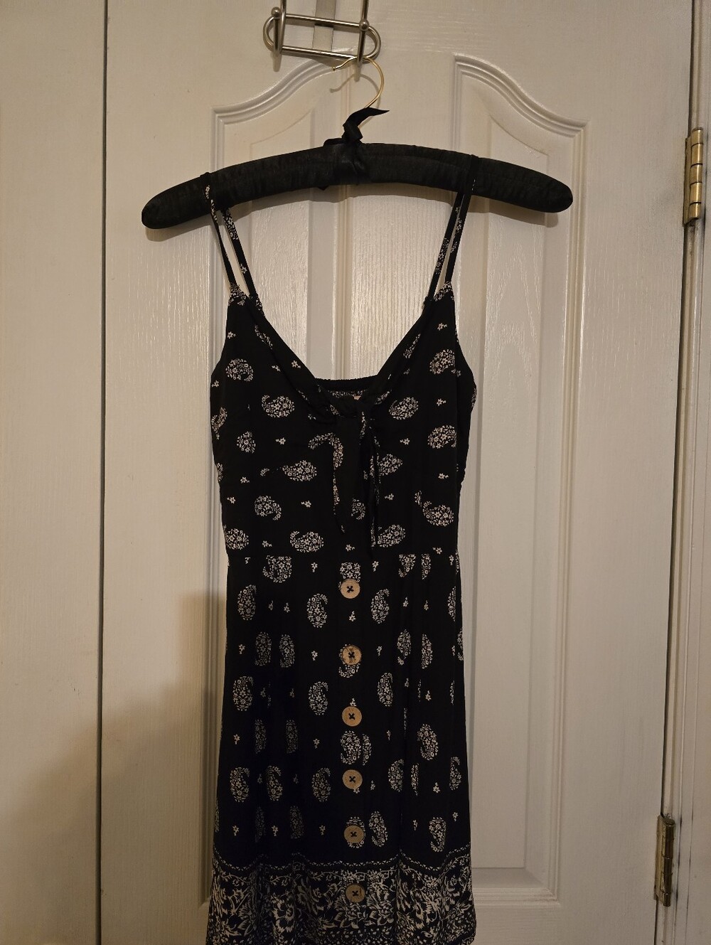 Button Down Spaghetti Print Short Dress